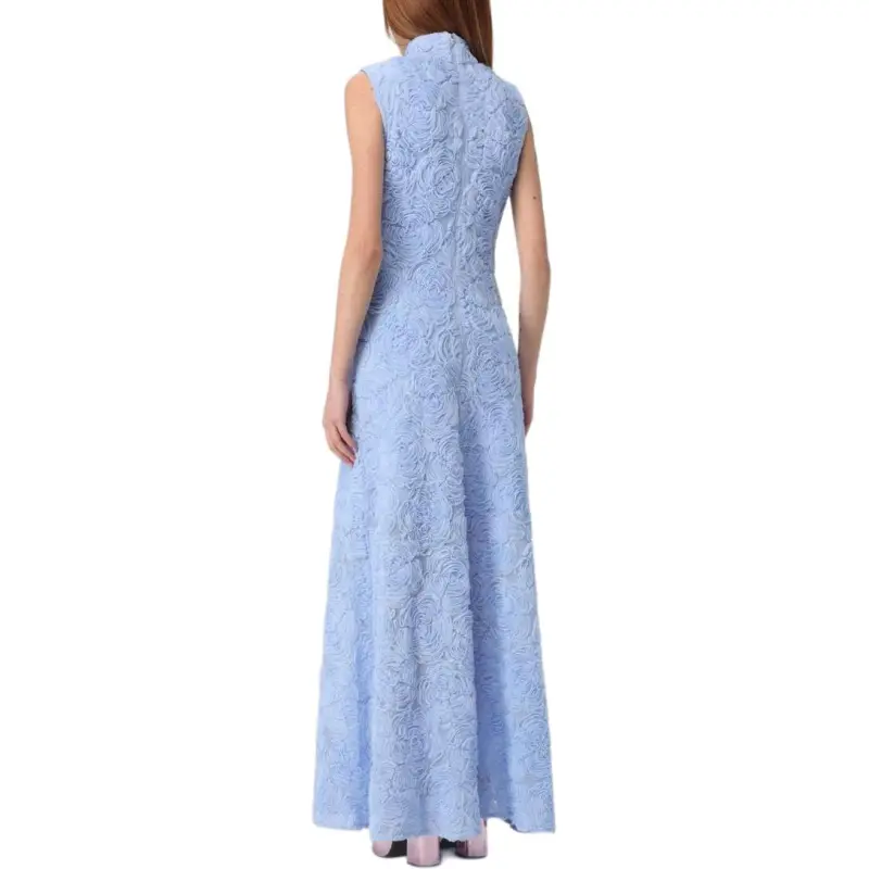 Rotate Flower Mesh Sleeveless Maxi Dress-3