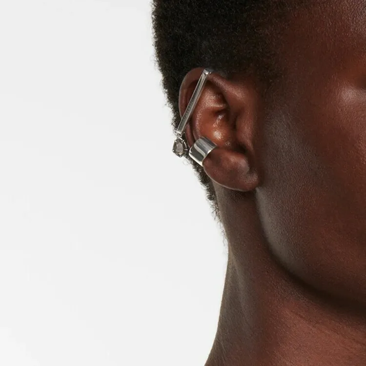 Alexander McQueen Gemstone, Brass Clip On Earrings Women's Silver-1