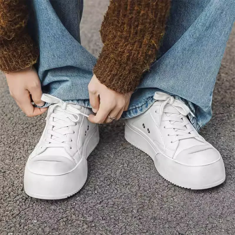 JIETEGONGYANG Slip Resistant Waterproof Abrasion Resistant Lightweight Breathable Low Top Skateboard Shoes Men's White-3