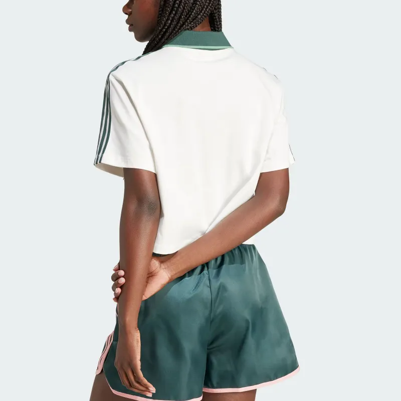 adidas Women's Loose Crop Polo Shirt White-2