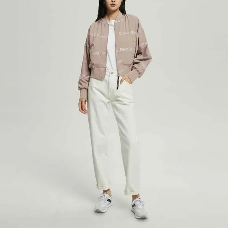 CALVIN KLEIN Baseball Jacket Women's Gray Brown-1