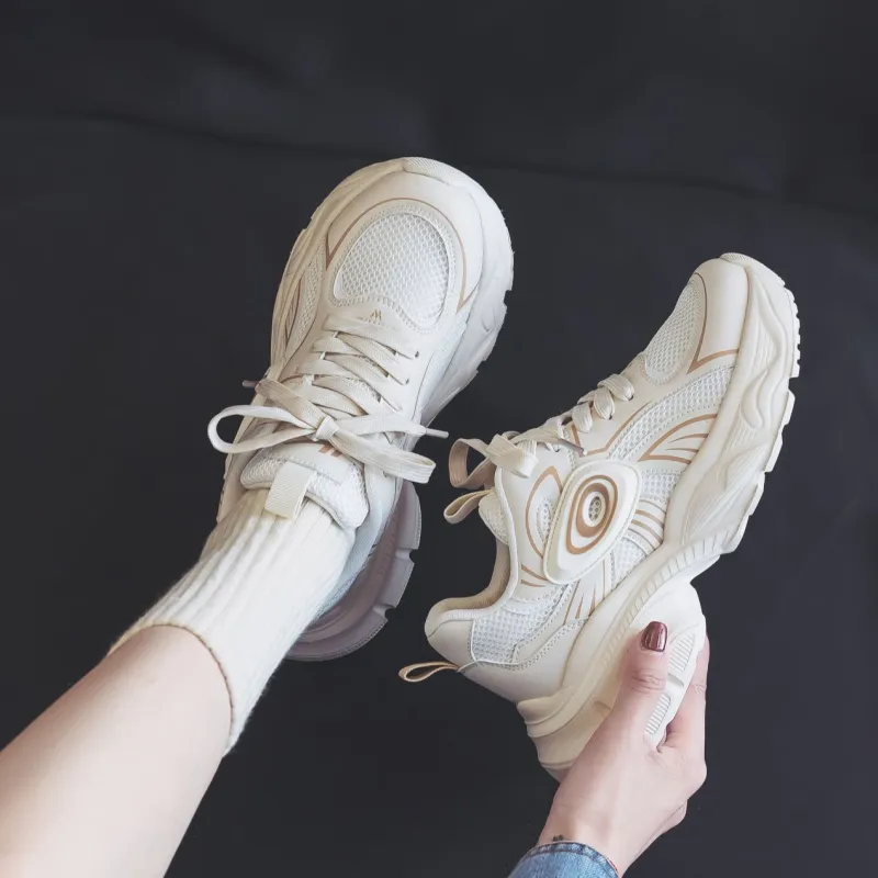 Warrior Height Increasing Wear Resistant Slip Resistant Low Top Chunky Sneakers Women's-4