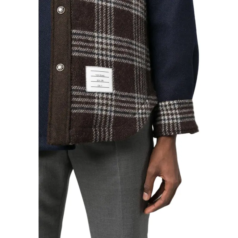THOM BROWNE Panelled Collared Button-Up Shirt-4