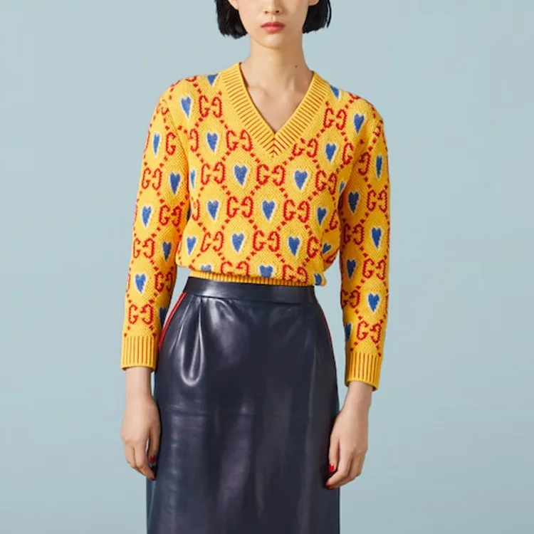 GUCCI Valentine's Day Collection FW23 Sweater Women's Yellow-1