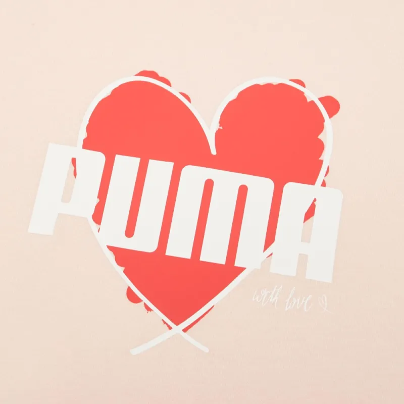 PUMA Heart Tee Love Printing T Shirts Women's Pink-5