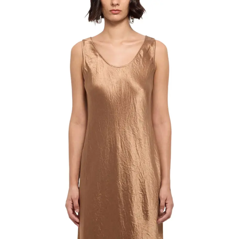 MaxMara Talete Collection Flowing Satin Dress Sleeveless Dress Women's Tobacco-3