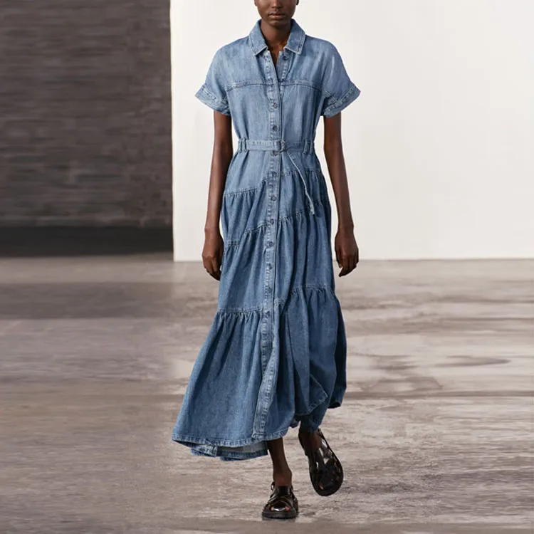 ZARA Short-Sleeved Dresses Women's Medium Blue-1