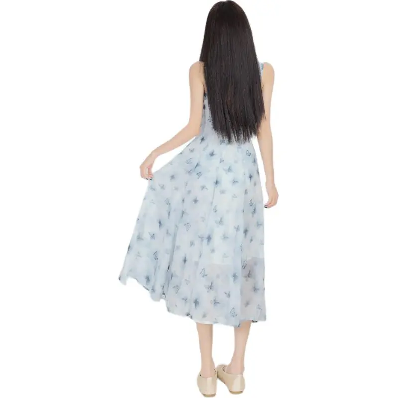Concubine Zhu Sleeveless Dress Women's Lake Blue-2