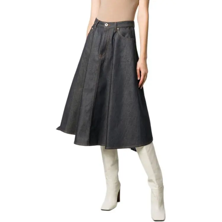 LOEWE Denim Long Skirts Women's Gray-1