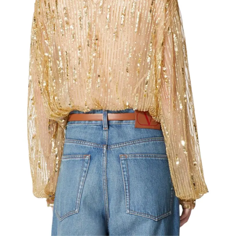 Valentino Tulle Illusione Sequin embroidered Blouse-5