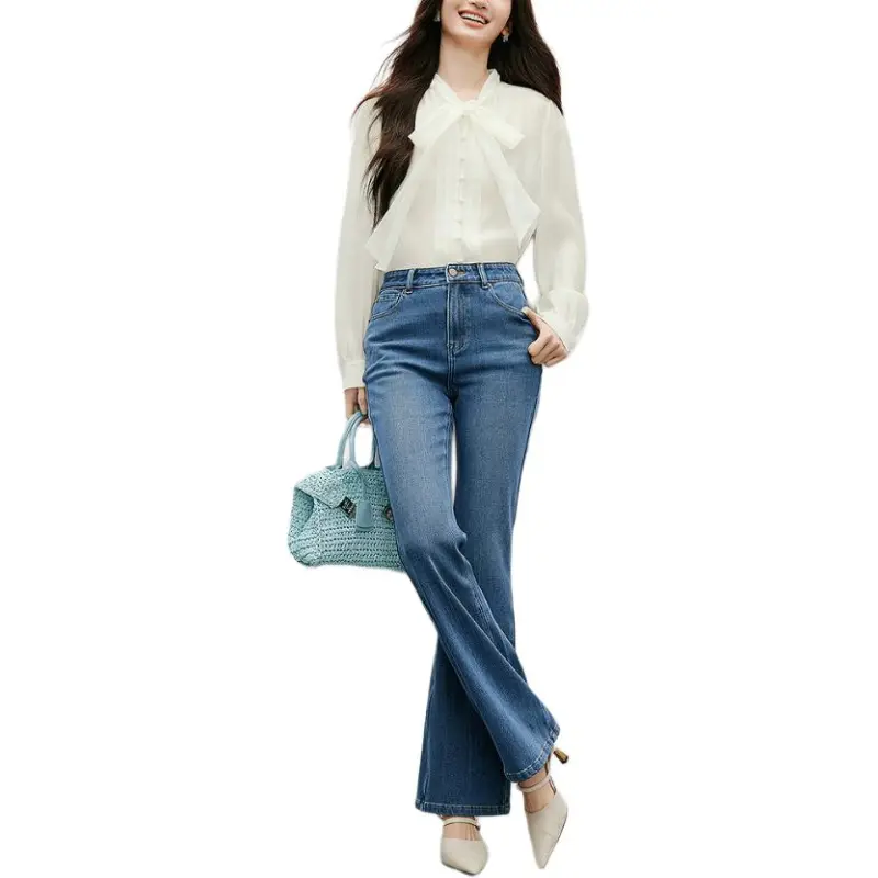Hopeshow Jeans Women's Denim Blue-3