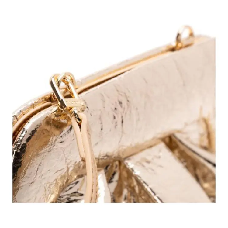 THEMOIRE Pineapple Fiber Shoulder Bag Women's Gold-3