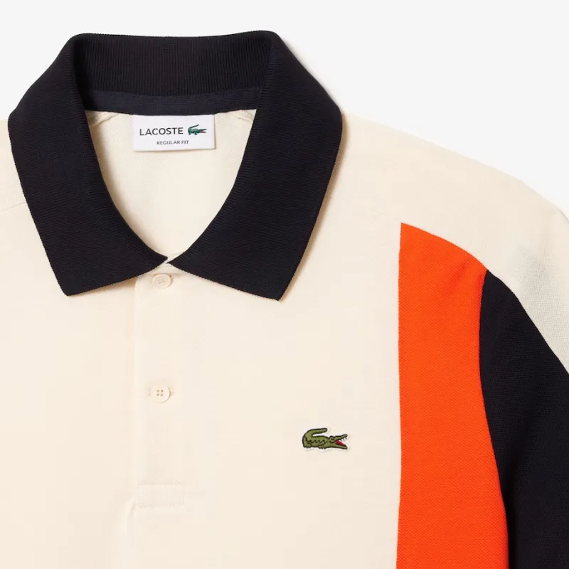 LACOSTE Polo Shirt Men's White Orange-3