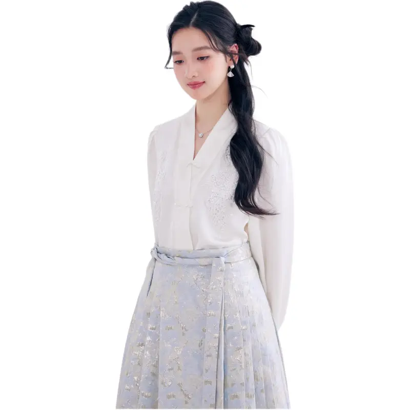 DEAR DEER PUFF Shirt Women's Chinese Style Embroidery-4