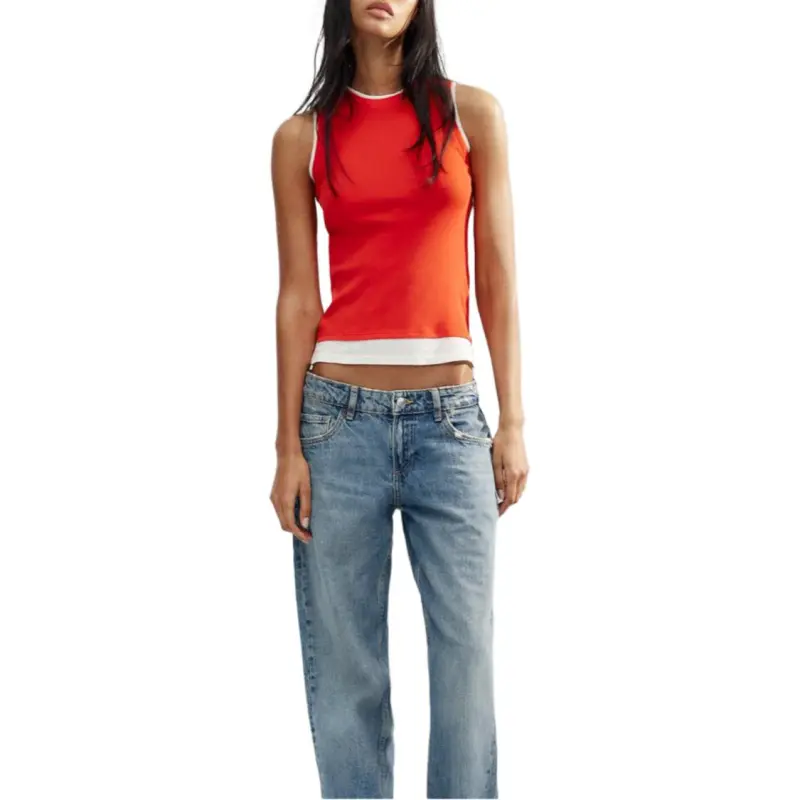 ZARA Tank Tops Women's Deep Red-2