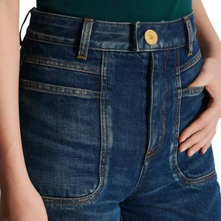 BALMAIN High Waisted Flared Jeans 'Blue'-4