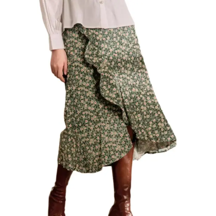 QIAOYUHUAZUN Casual Long Skirts Women's Green-2