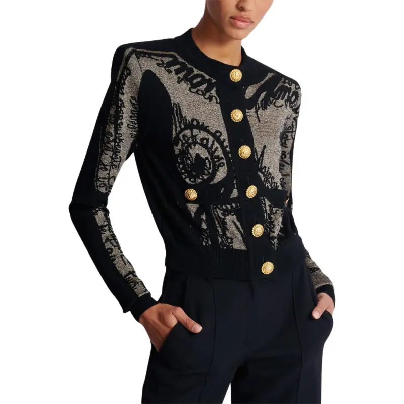 BALMAIN Intarsia knit Logo Cardigan-2