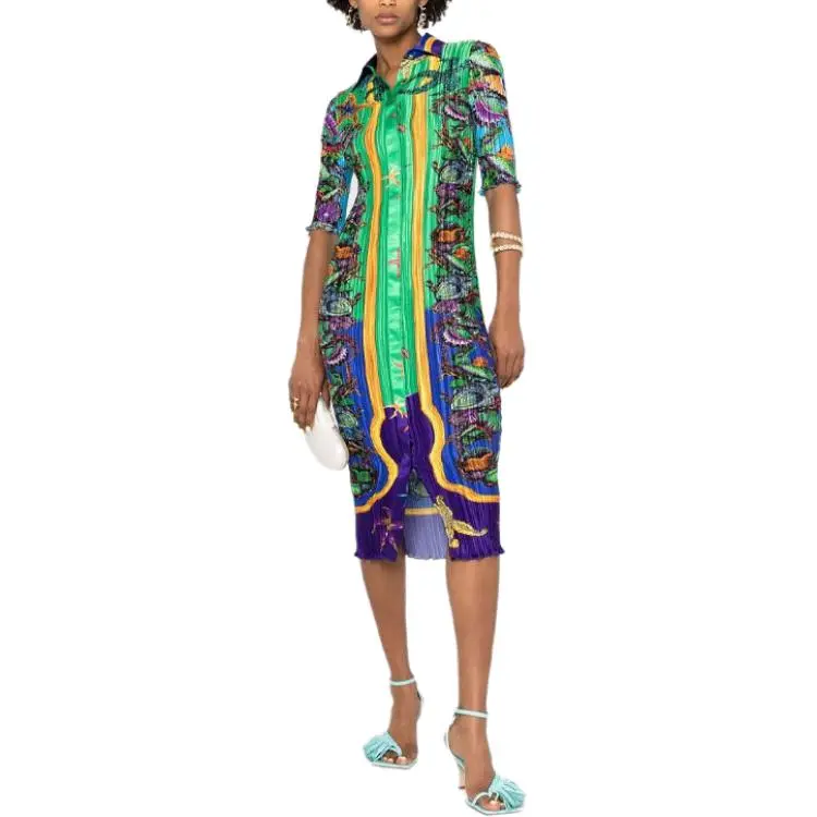 VERSACE Short Sleeved Dresses Women's Green-1