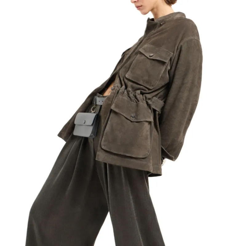GIORGIO ARMANI Suede Oversized Pea Coat-4