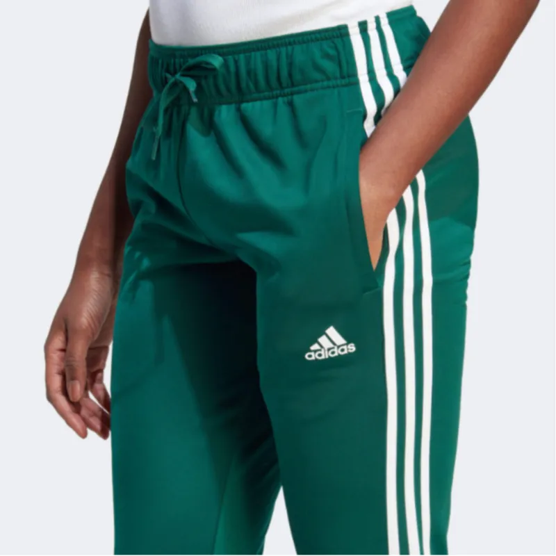 Adidas Women's Primegreen Essentials Warm Slim Tapered 3 Stripes Track Tracksuit Bottoms Collegiate Green/White-4