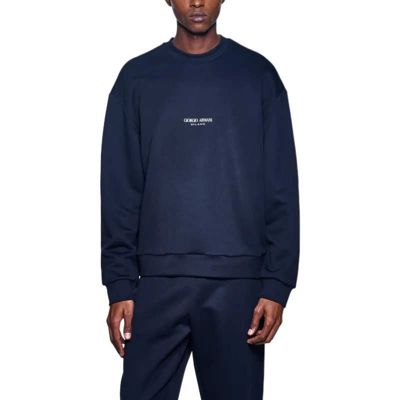 GIORGIO ARMANI Milano Logo Embroidered Crewneck Sweatshirt-3