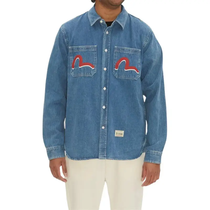EVISU Shirts Men Denim Blue-2
