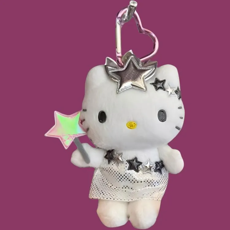 Sanrio Hello Kitty 50th Anniversary Limited 1999 Silver Fairy Dolls Plush Pendant Small Size Tall-3