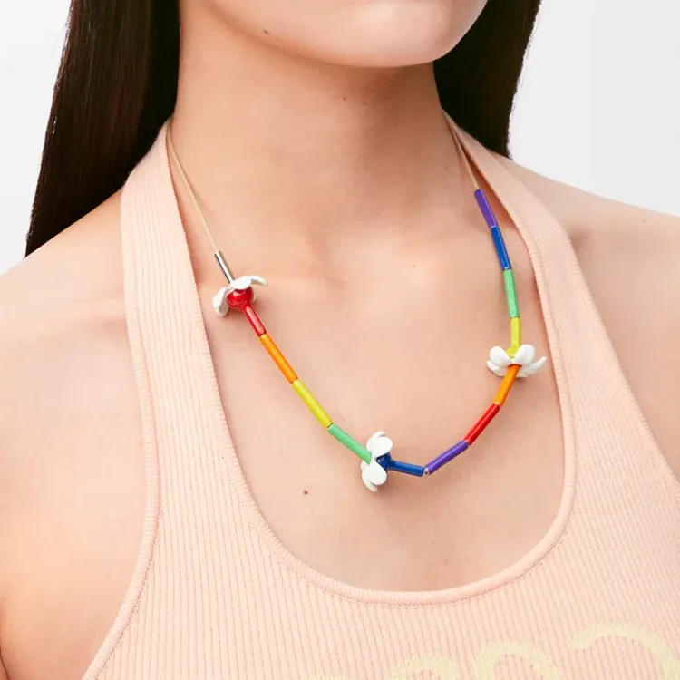 LOEWE Sterling Silver, Enamel, Cotton Necklaces Unisex Multicolor-2