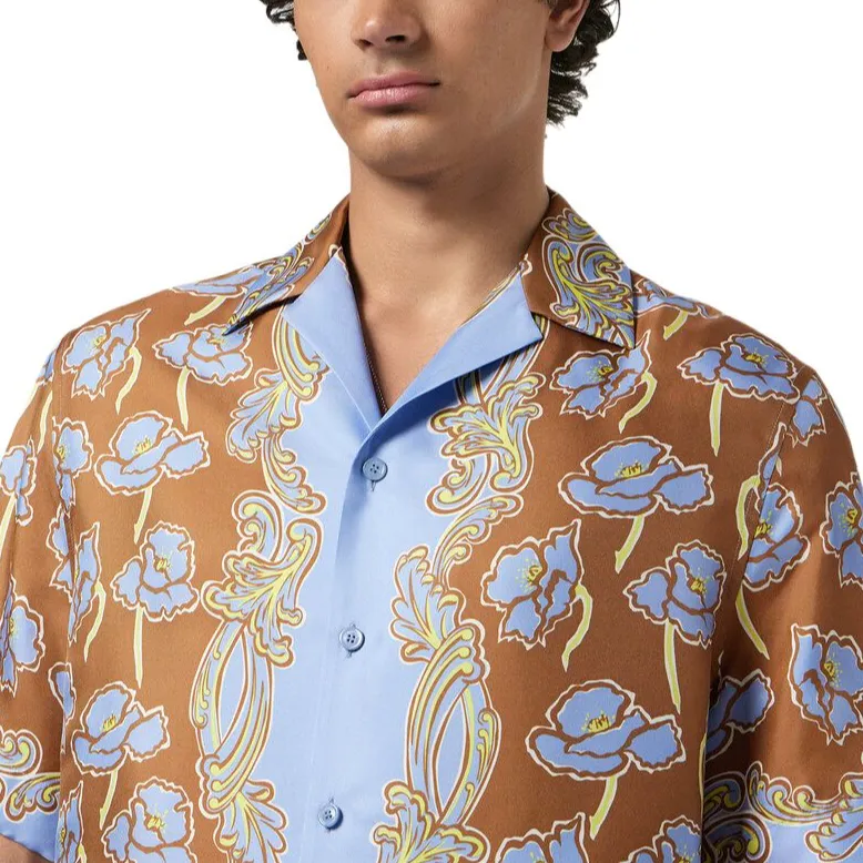 VERSACE Poppies Foulard Silk Shirt-4