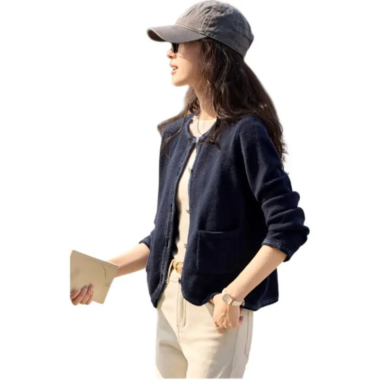 Mo Han Yi Mei Knitwear Women's Navy Blue-3