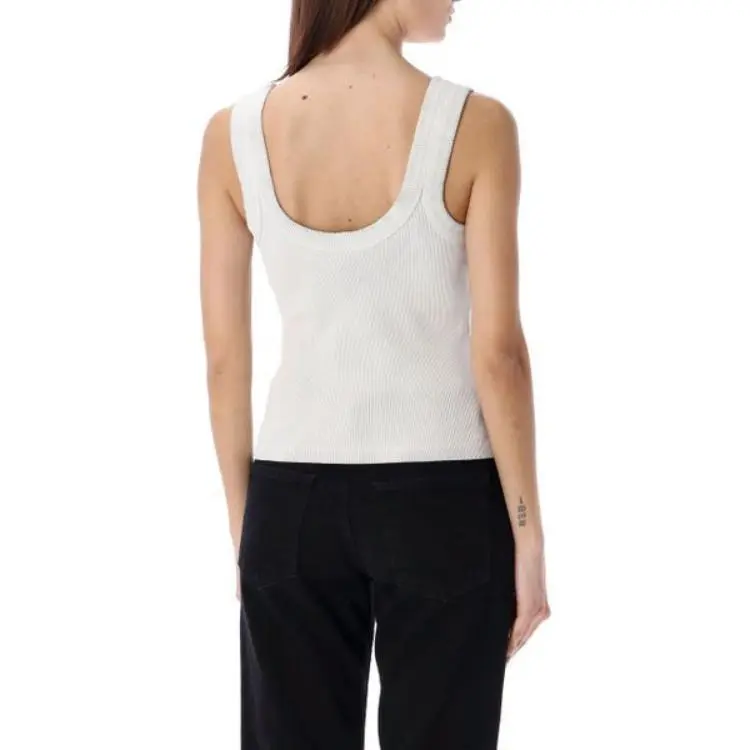 Alexander Wang Logo Embossed Fine Ribbed Tank Top-3