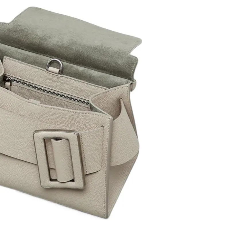 BOYY Karl Grained Leather Patchwork With Calfskin Suede One Shoulder Handbags Women's Gray-4