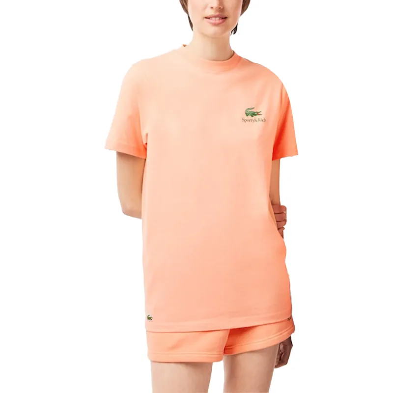 Sporty & Rich X LACOSTE T Shirts Unisex Orange-2