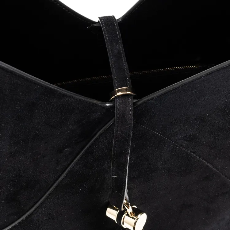 FERRAGAMO Suede Hobo Bag Shoulder Bag Women's Black-3