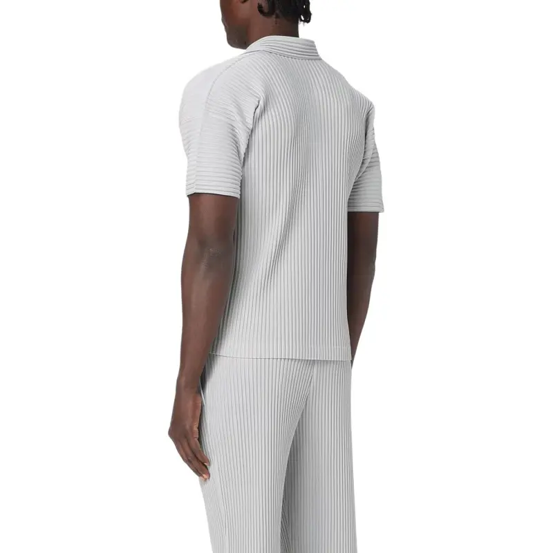 Homme Plissé Issey Miyake Pleated Split Neck Polo Shirt-4