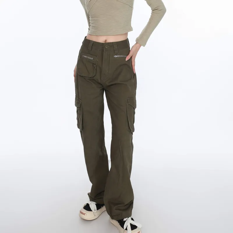 YuChaJia Cargo Pants Women's Army Green-2