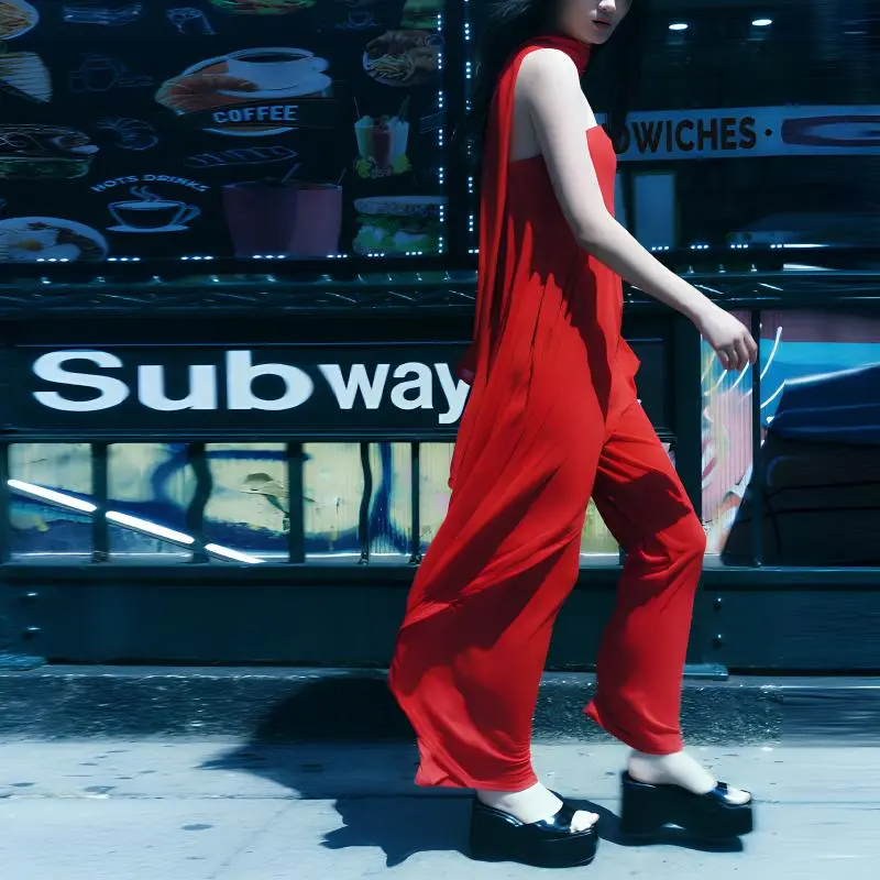 ZARA Jumpsuits Women's Red-3
