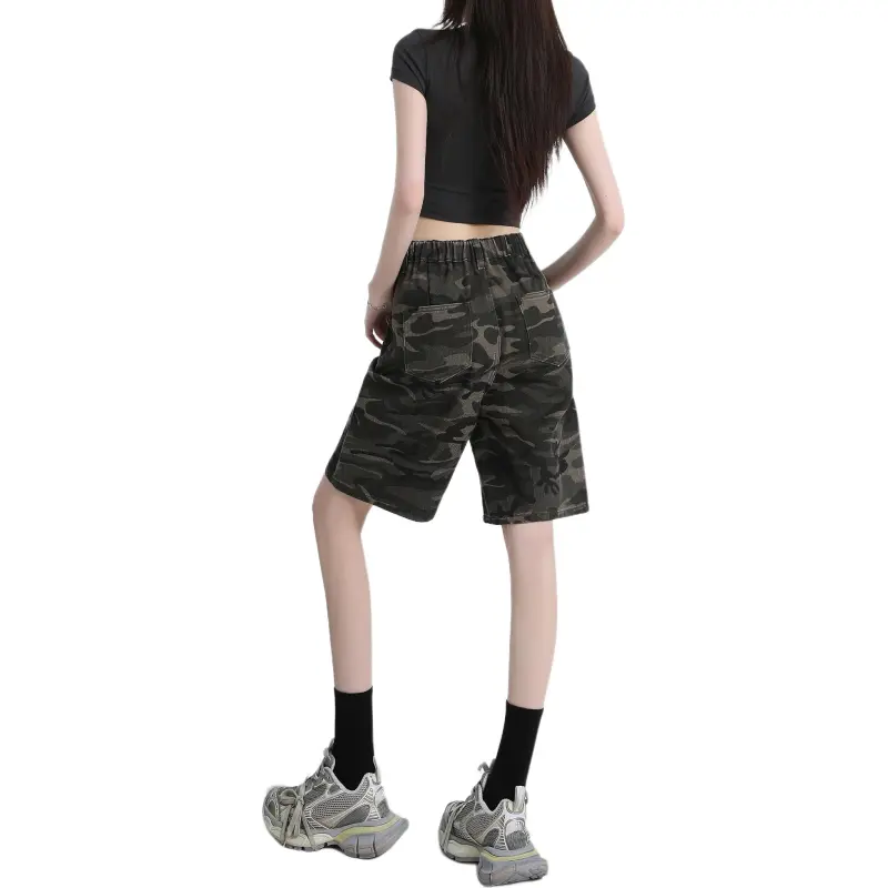 Wen Shan Denim Shorts Women's Army Green-1