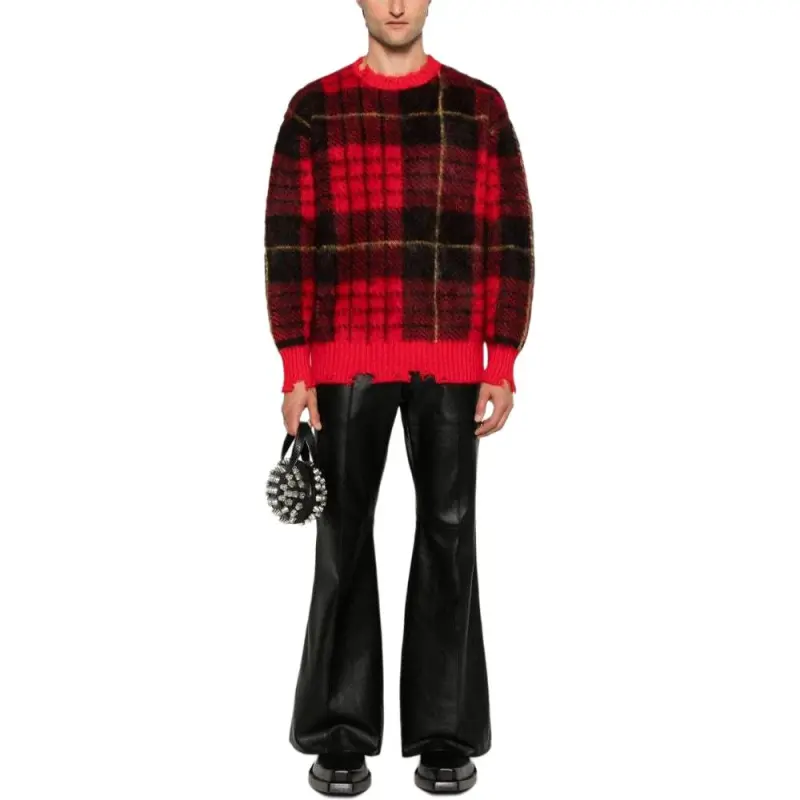 Alexander McQueen Check Pattern Distressed Jumper-1
