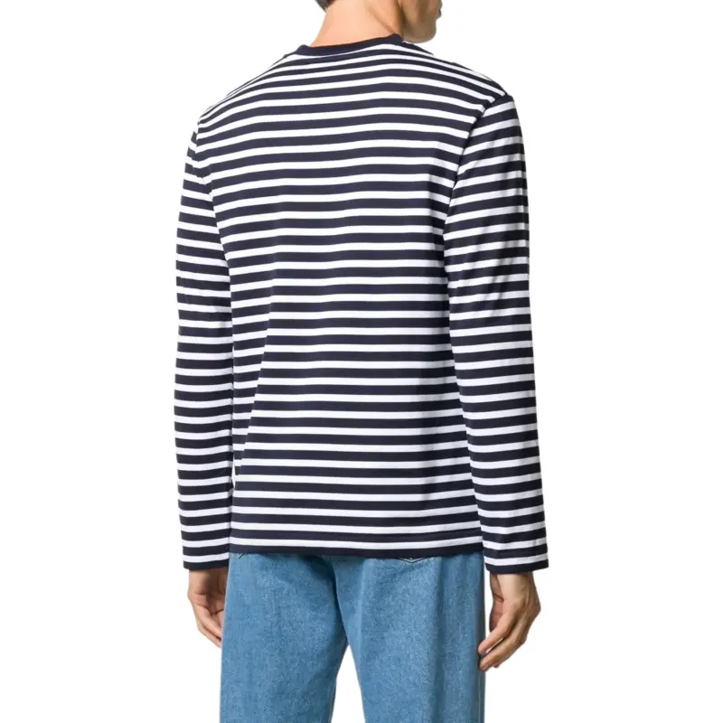 Maison Kitsune Striped Fox Patch Classic T Shirt-5