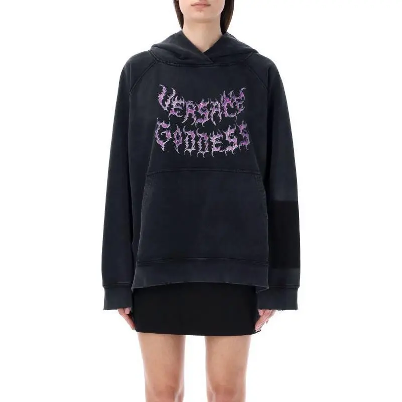 VERSACE Logo Printed Long Sleeved Hoodie-2