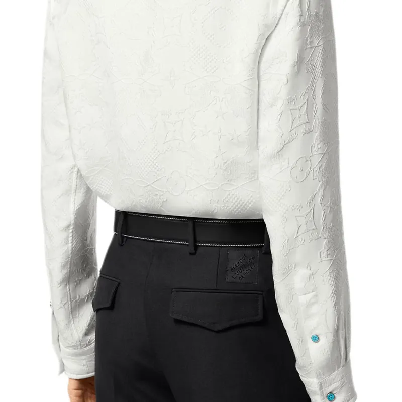 LOUIS VUITTON Long Sleeved Jacquard Silk Shirt-6