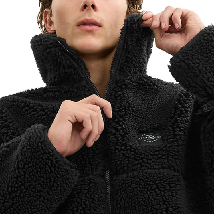 COACH Velvet feel Coat Men's Black-3