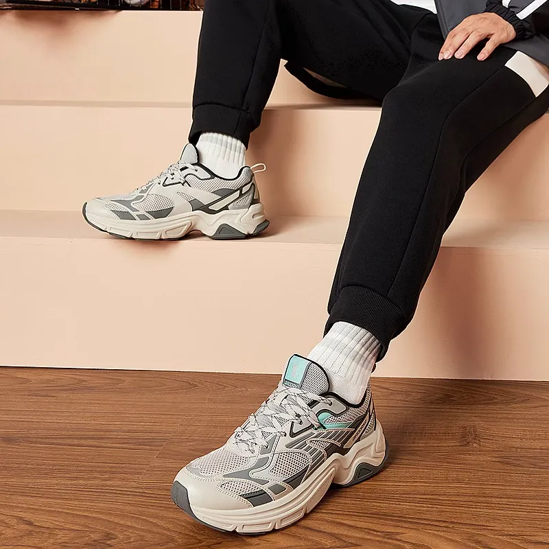 QIAODAN Mountain Sea SE Anti Slip Wear Resistant Low Top Casual Shoes Men's White Gray Silver-4