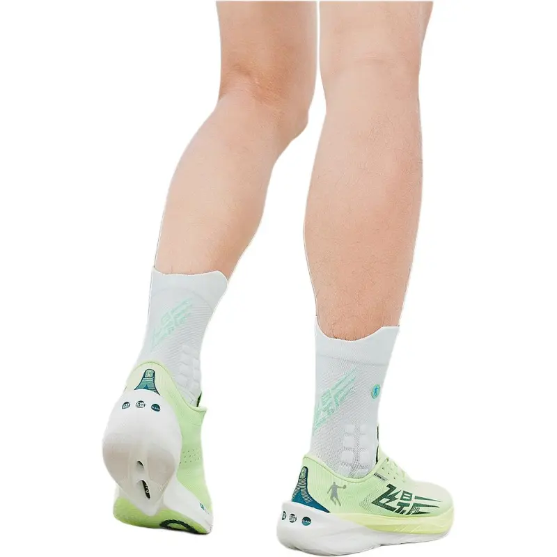 QIAODAN Running Socks Men's 1 Pack White/Aurora Green-2