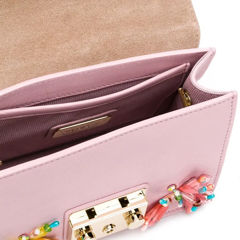 Furla Metropolis Collection Cow Leather Crossbody Bag Mini Women's Pink-3