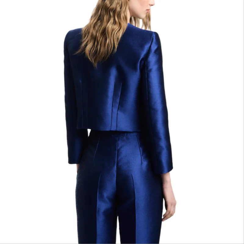 EMPORIO ARMANI Shantung effect Fabric Jacket With Zig zag Fastening-3