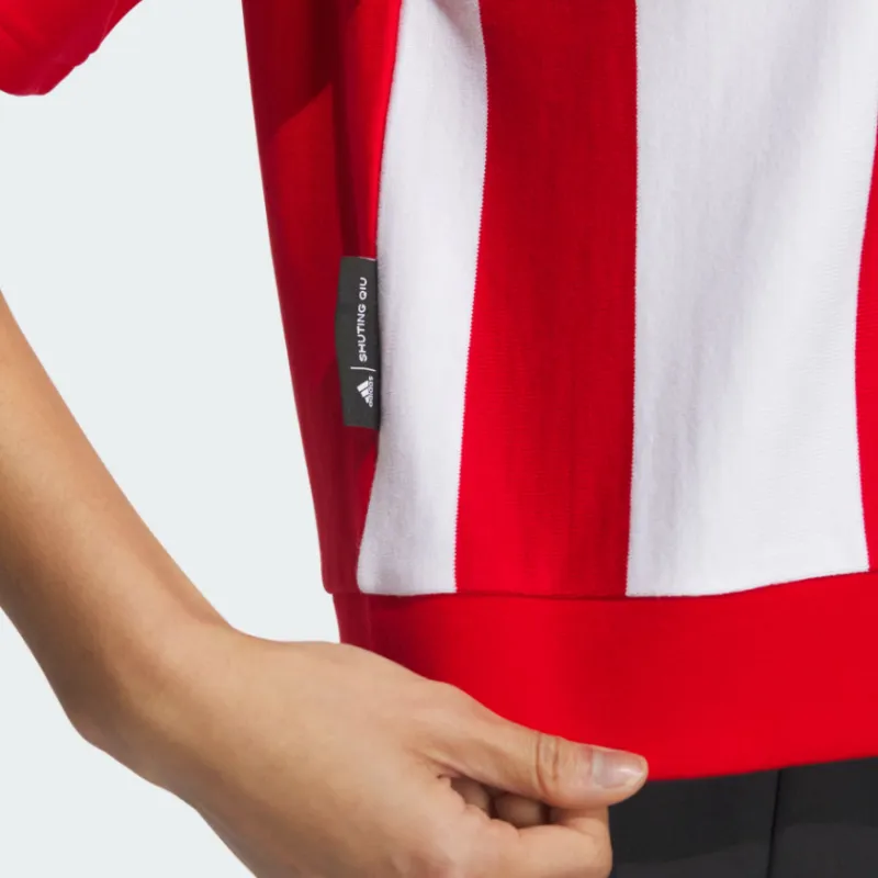 Adidas Drop Shoulder Sleeve T Shirt Women's Light Scarlet-4