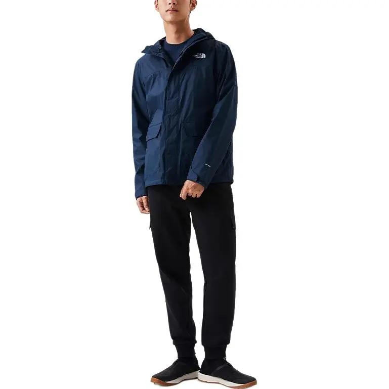 THE NORTH FACE City Outdoor Collection Windbreaker Jackets Men Navy Blue+Shopping Bag-2